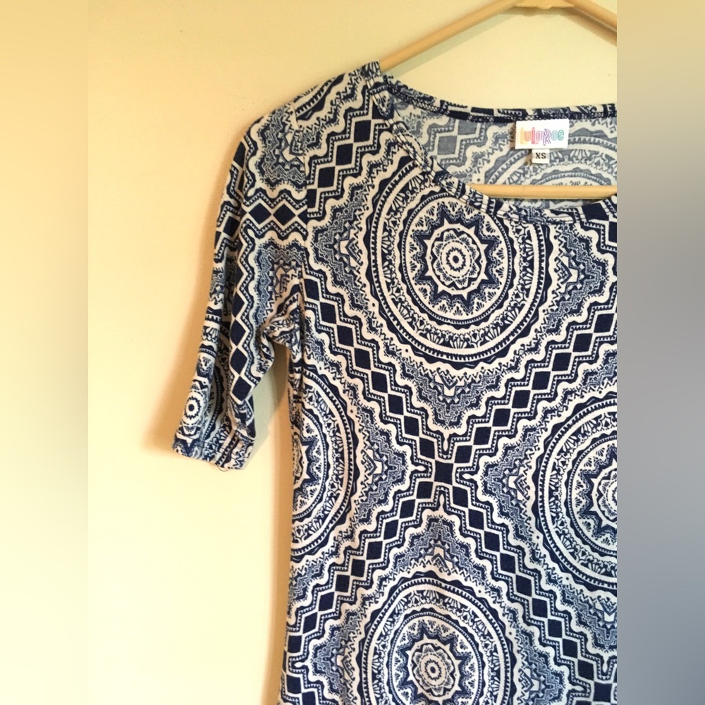 Lularoe Julia Unicorn Blue and White dress - Picture 2 of 4
